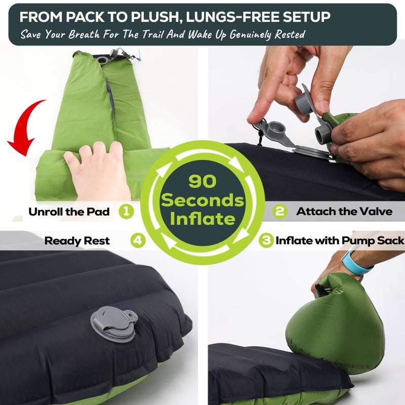 Gear Doctors ApolloAir 5.2 R-Value [17oz] Ultralight Insulated Inflatable Camping Sleeping Pad â€” Backpacking Sleeping Pad â€” Camping Mattress Compact Lightweight for Hikingâ€”Air Mattress for Backpacking - Image 5